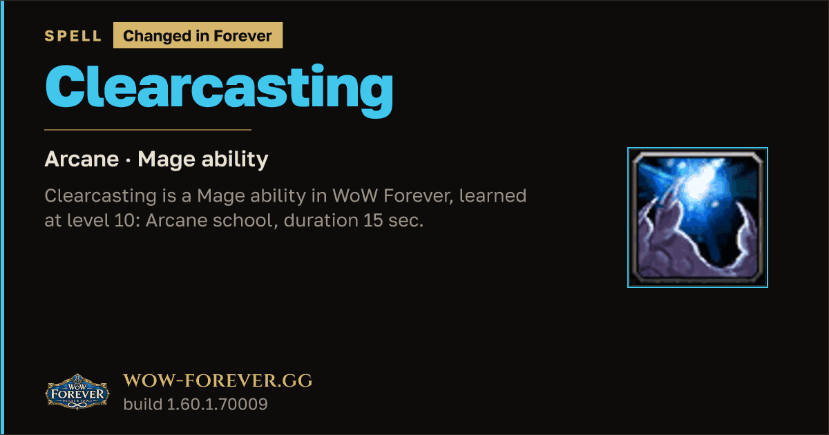 The preview card for Clearcasting - Mage Spell