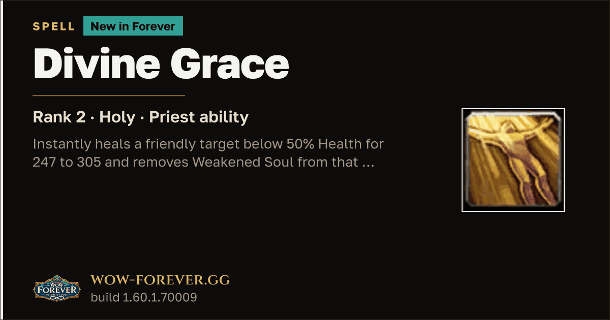 The preview card for Divine Grace (Rank 2) - Priest Spell