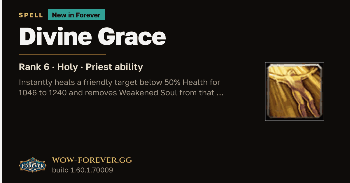 The preview card for Divine Grace (Rank 6) - Priest Spell
