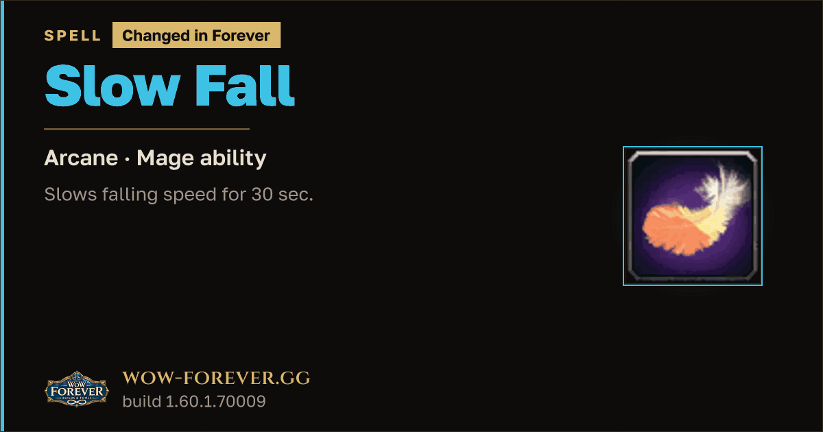 The preview card for Slow Fall - Mage Spell