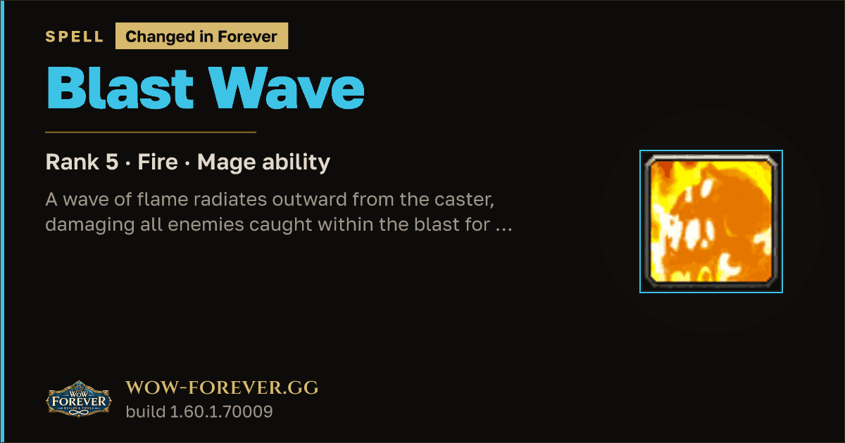 The preview card for Blast Wave (Rank 5) - Mage Spell