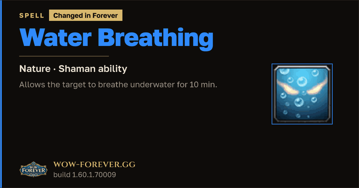 The preview card for Water Breathing - Shaman Spell