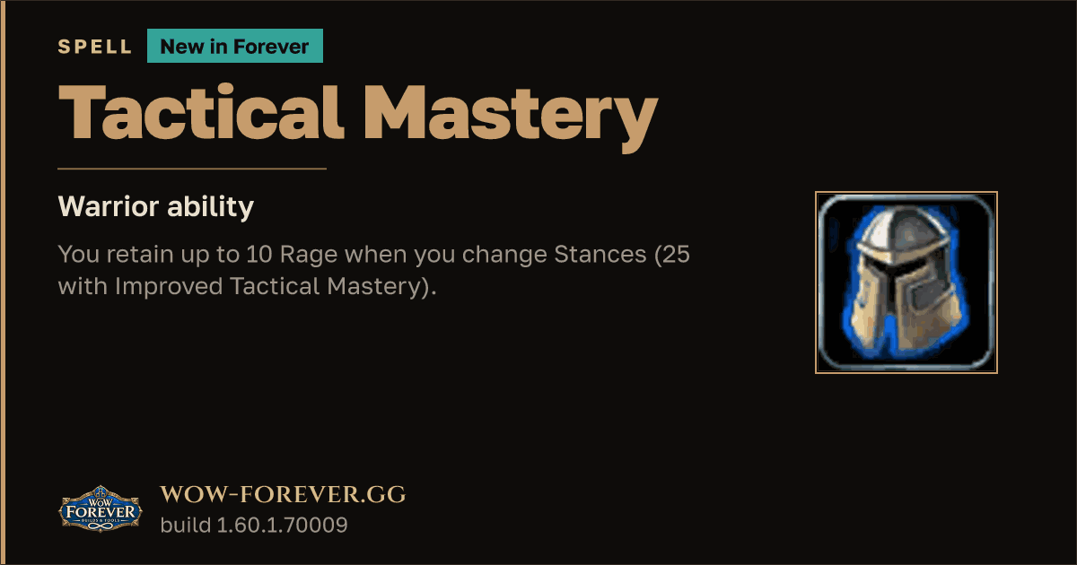 The preview card for Tactical Mastery - Warrior Spell