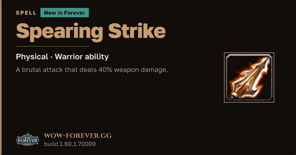 The preview card for Spearing Strike - Warrior Talent