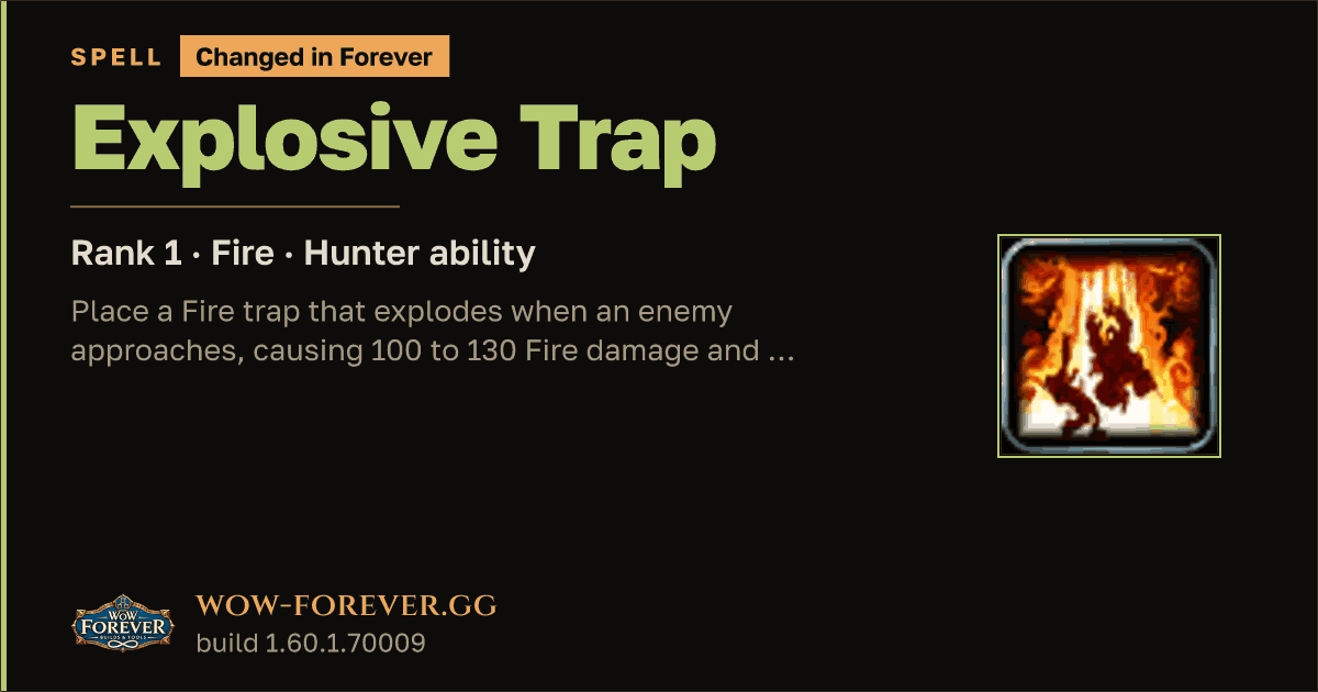 The preview card for Explosive Trap (Rank 1) - Hunter Spell