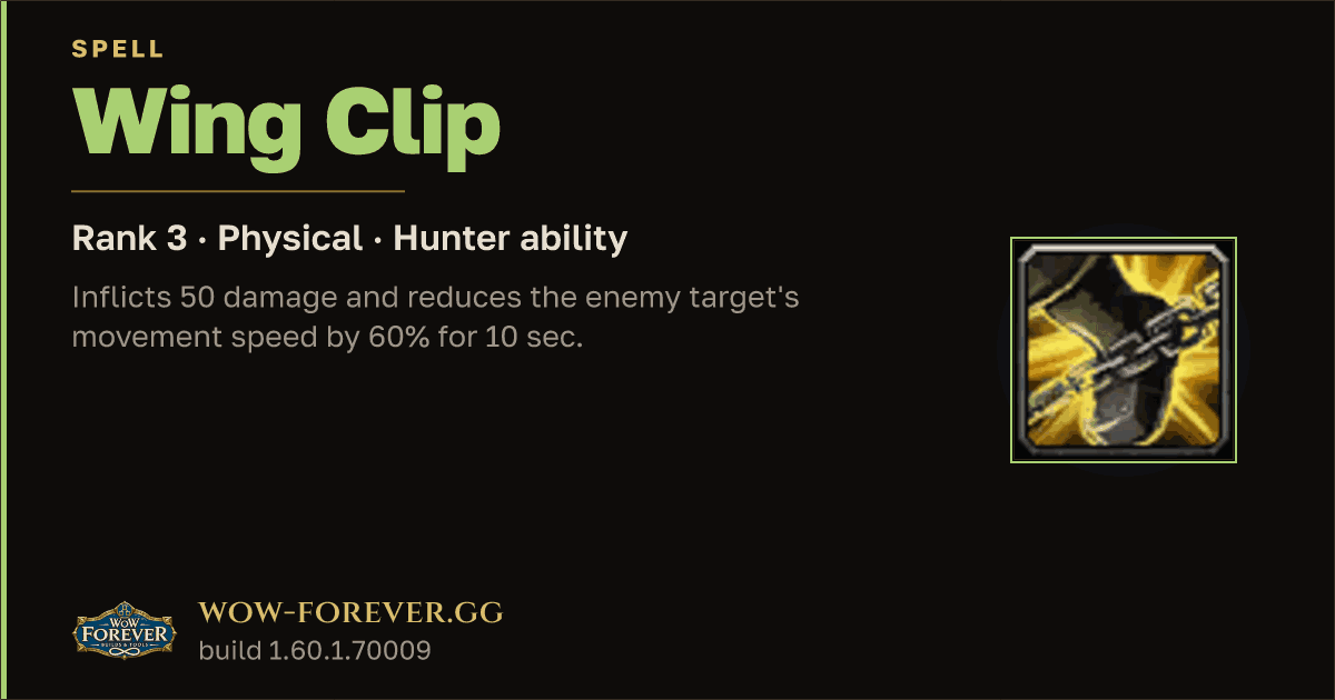 The preview card for Wing Clip (Rank 3) - Hunter Spell