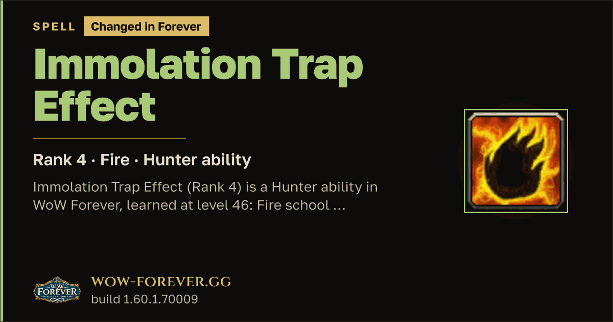 The preview card for Immolation Trap Effect (Rank 4) - Hunter Spell