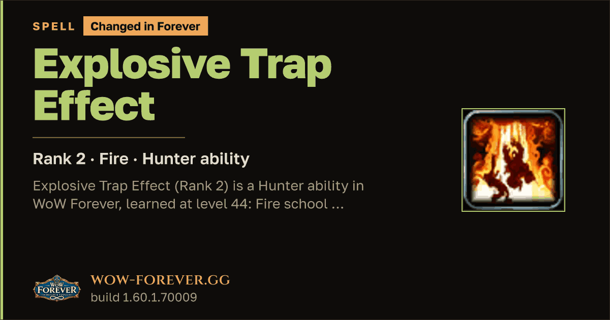 The preview card for Explosive Trap Effect (Rank 2) - Hunter Spell