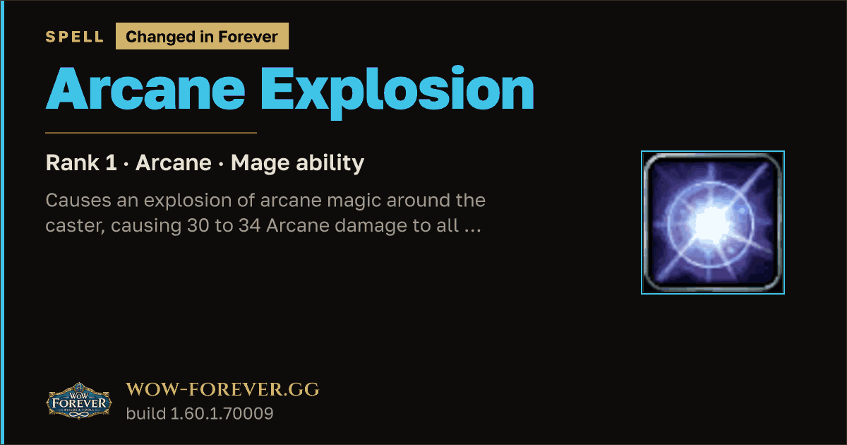 The preview card for Arcane Explosion (Rank 1) - Mage Spell