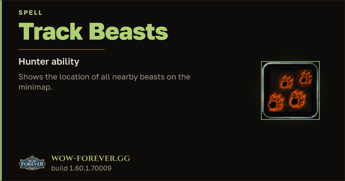 The preview card for Track Beasts - Hunter Spell