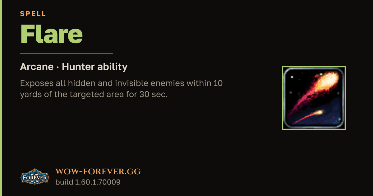 The preview card for Flare - Hunter Spell