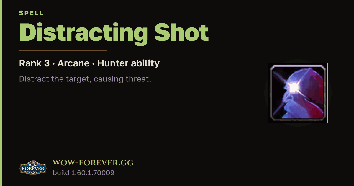 The preview card for Distracting Shot (Rank 3) - Hunter Spell