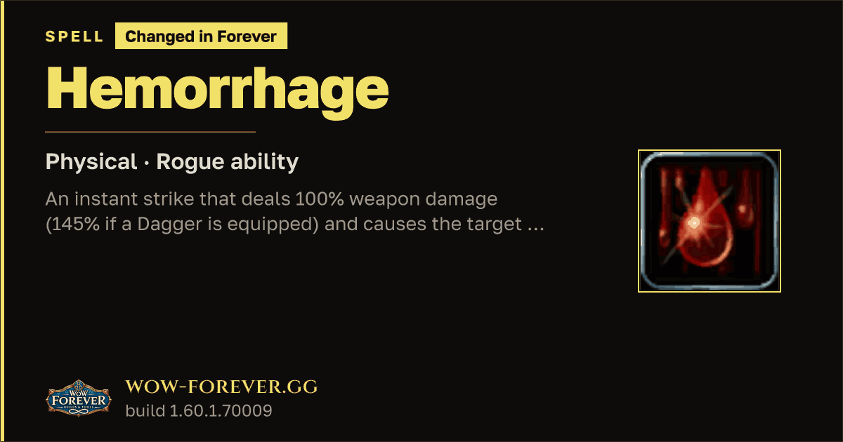 The preview card for Hemorrhage - Rogue Talent