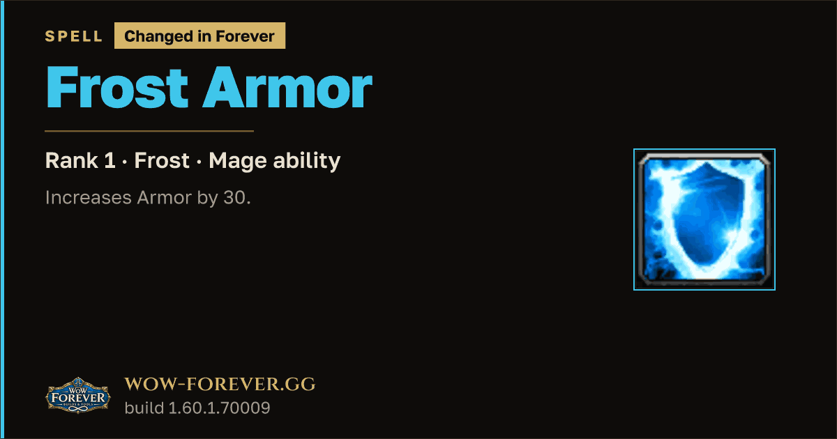 The preview card for Frost Armor (Rank 1) - Mage Spell