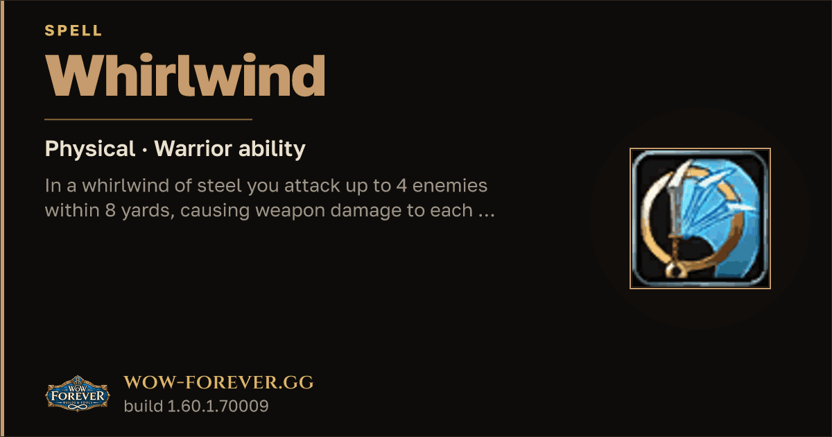 The preview card for Whirlwind - Warrior Spell