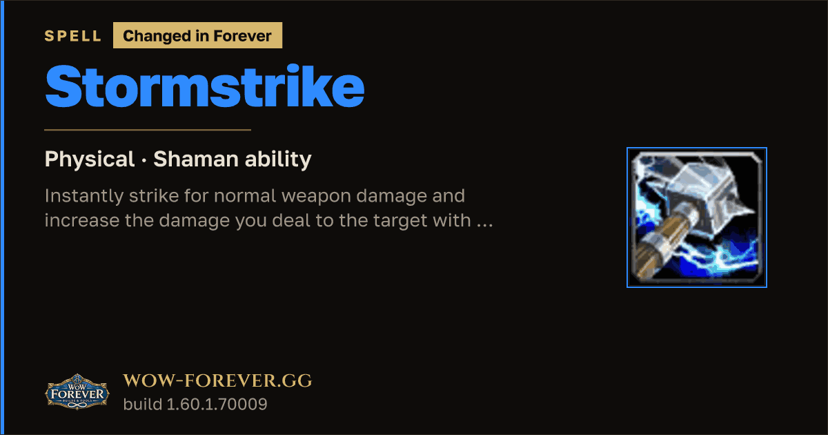 The preview card for Stormstrike - Shaman Talent