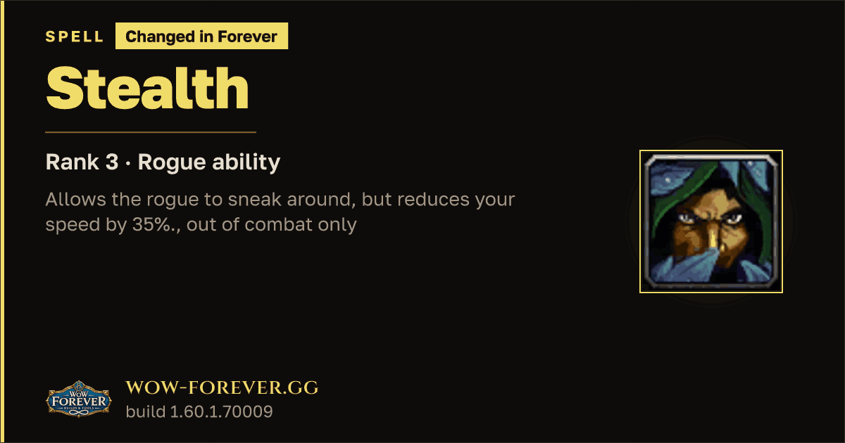 The preview card for Stealth (Rank 3) - Rogue Spell