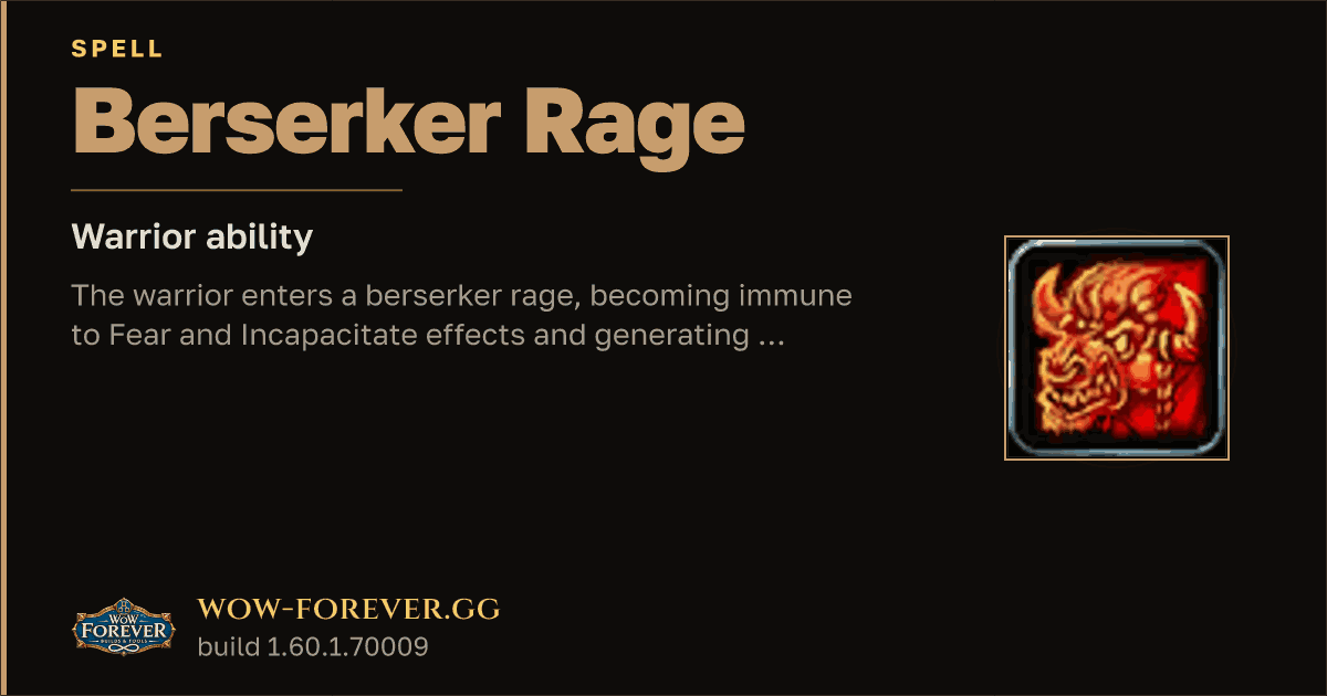 The preview card for Berserker Rage - Warrior Spell