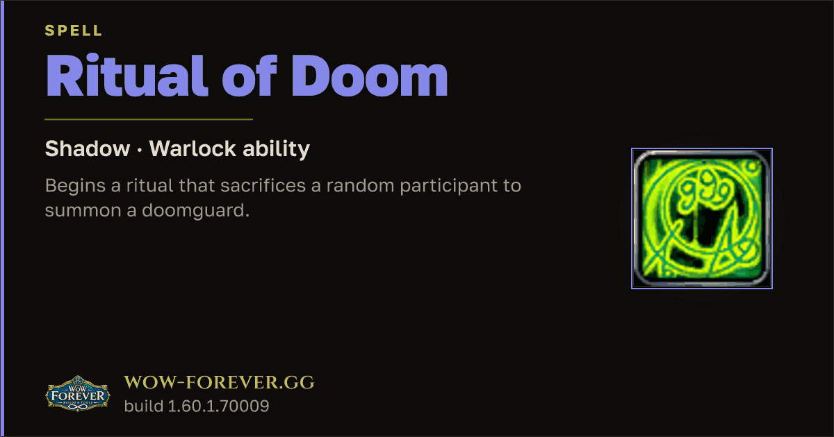 The preview card for Ritual of Doom - Warlock Spell