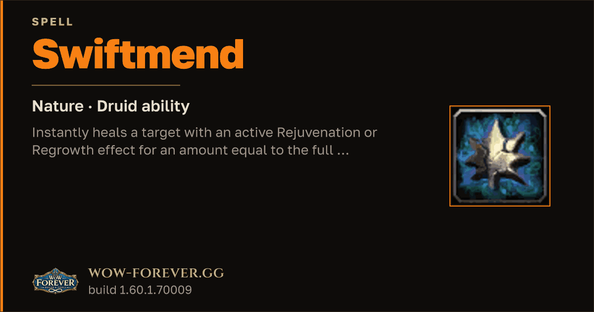 The preview card for Swiftmend - Druid Talent
