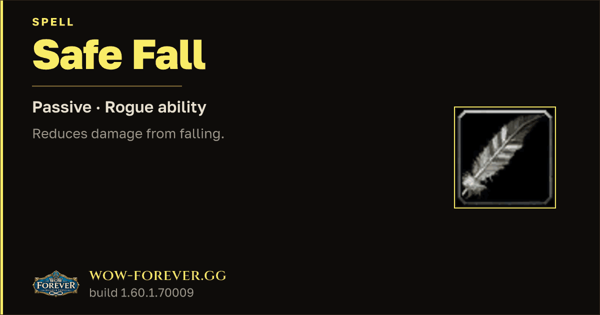 The preview card for Safe Fall (Passive) - Rogue Spell