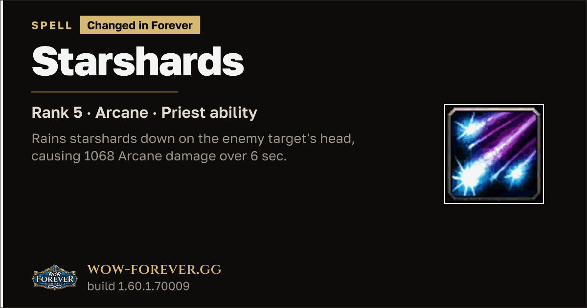The preview card for Starshards (Rank 5) - Priest Spell