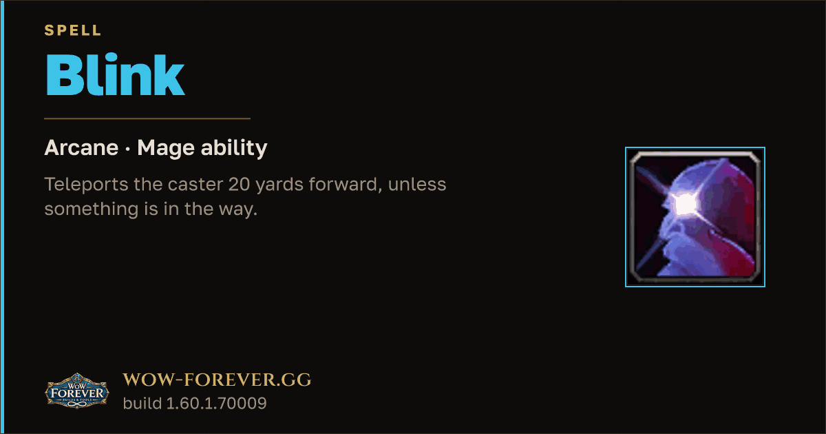 The preview card for Blink - Mage Spell