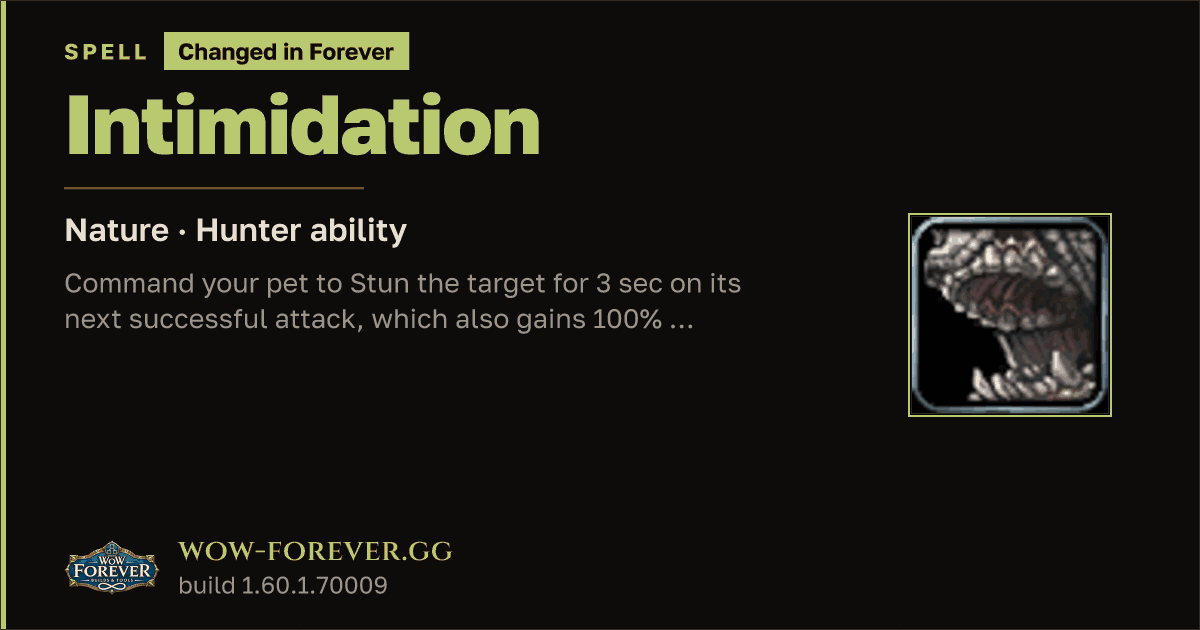 The preview card for Intimidation - Hunter Talent
