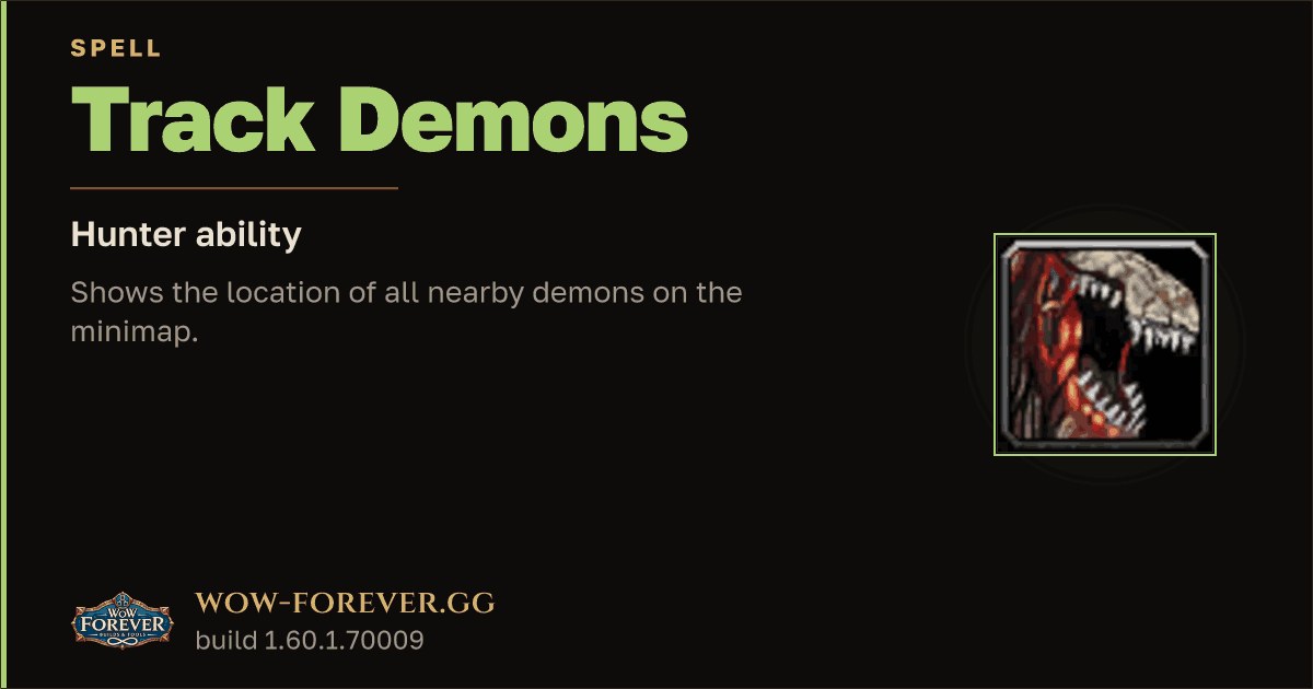 The preview card for Track Demons - Hunter Spell