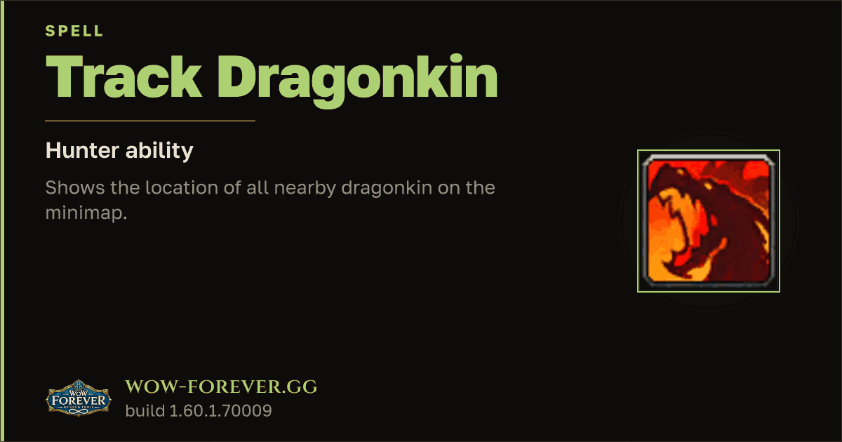 The preview card for Track Dragonkin - Hunter Spell