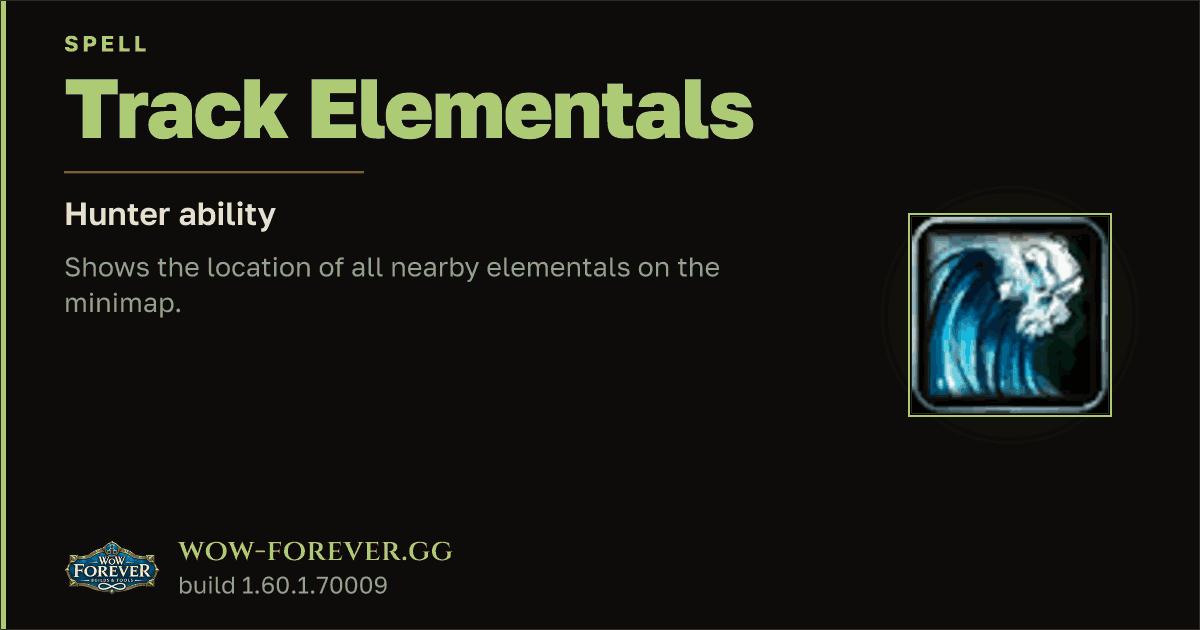 The preview card for Track Elementals - Hunter Spell