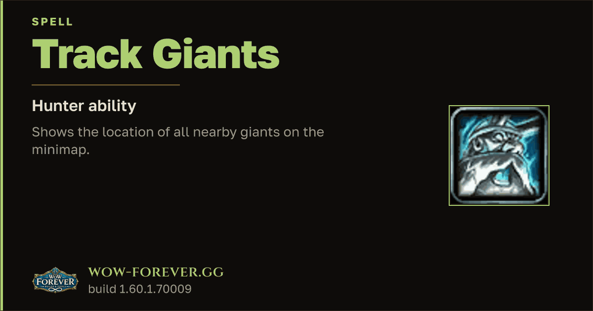 The preview card for Track Giants - Hunter Spell