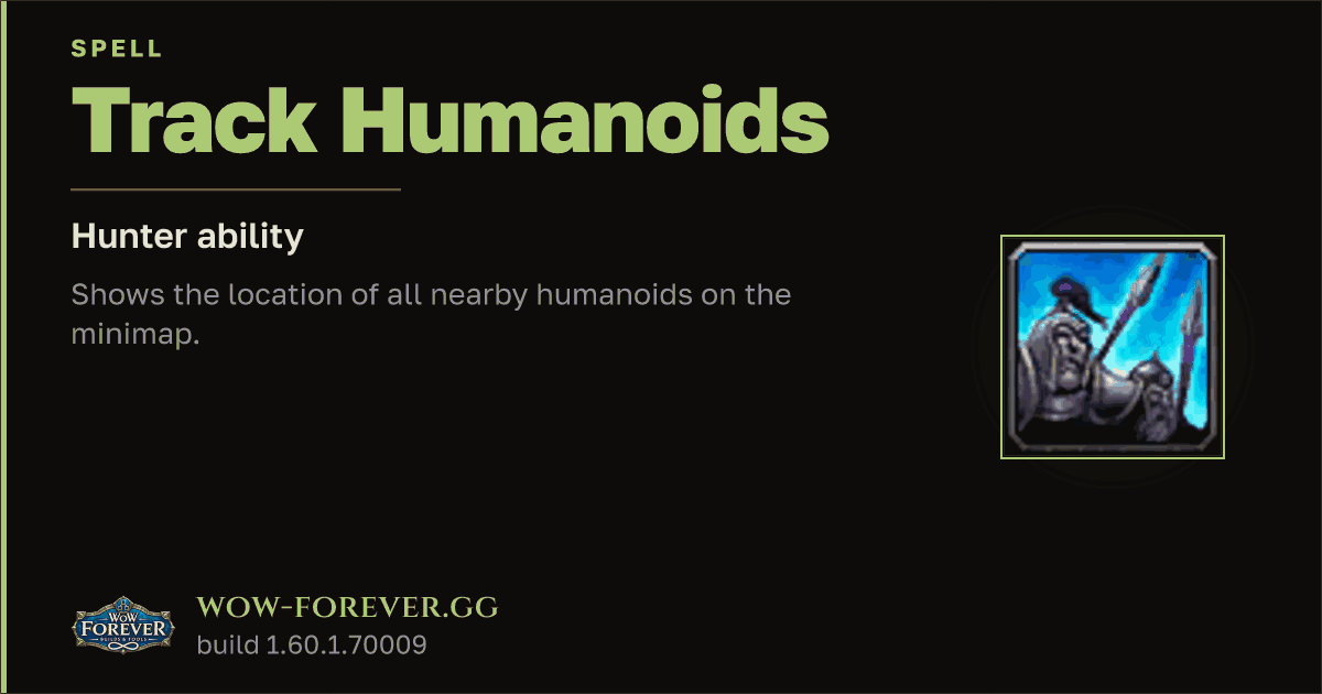 The preview card for Track Humanoids - Hunter Spell