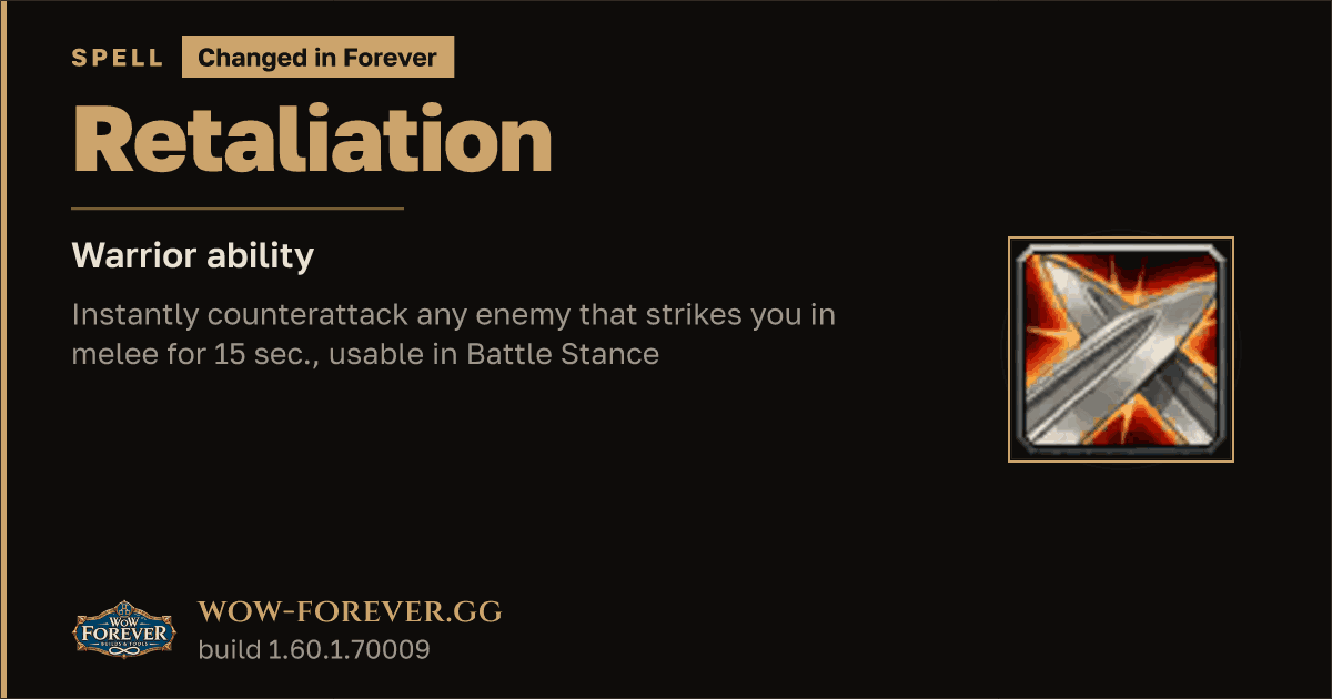 The preview card for Retaliation - Warrior Spell