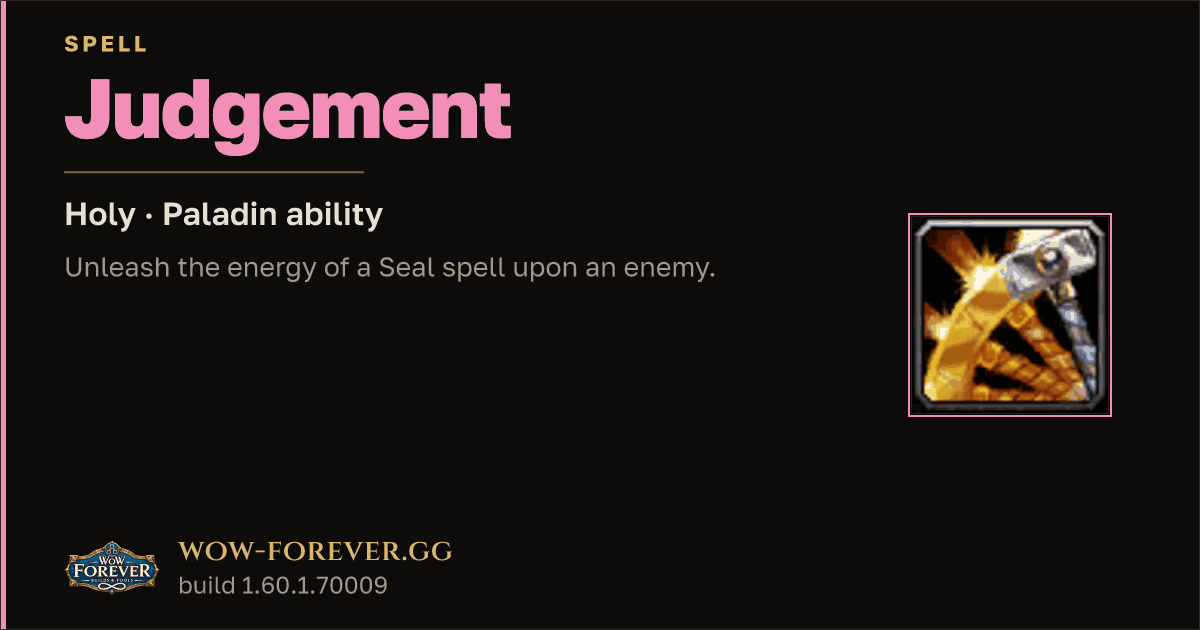 The preview card for Judgement - Paladin Spell