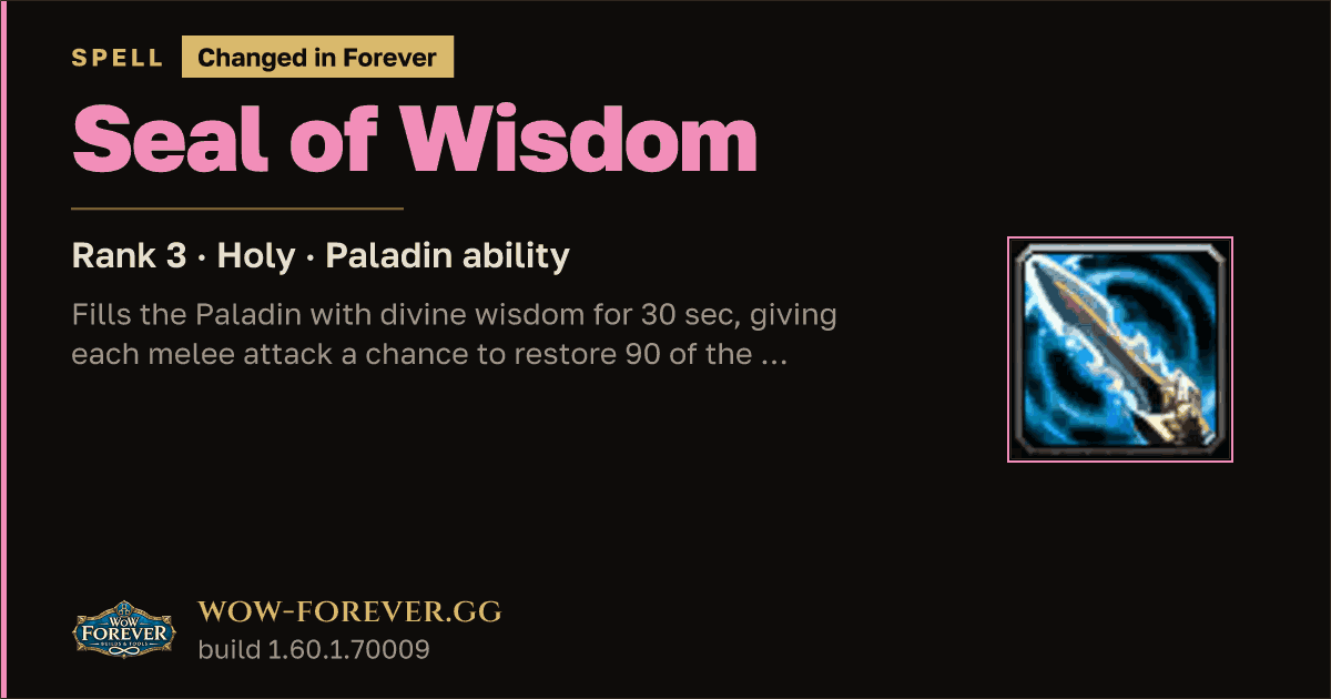 The preview card for Seal of Wisdom (Rank 3) - Paladin Spell
