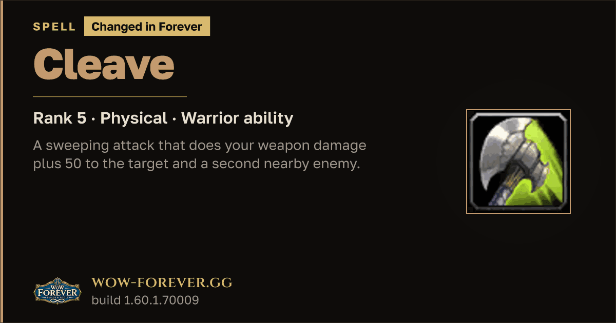 The preview card for Cleave (Rank 5) - Warrior Spell