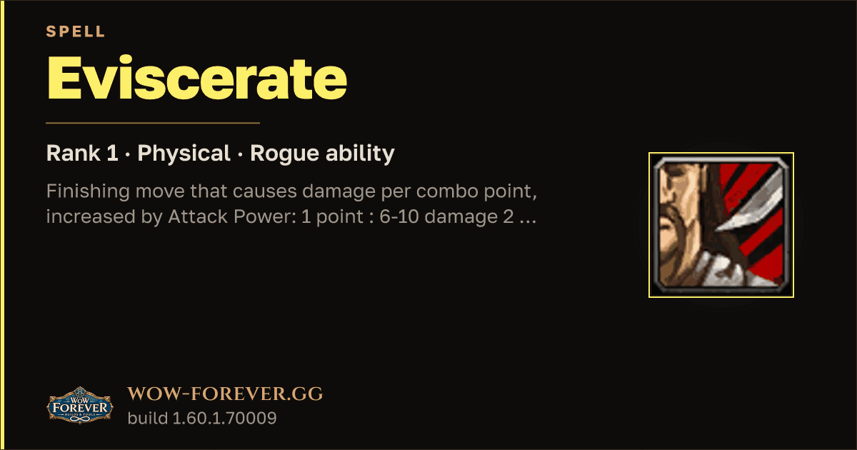 The preview card for Eviscerate (Rank 1) - Rogue Spell