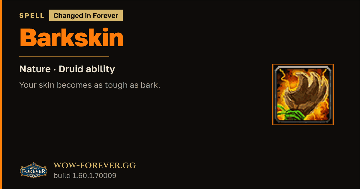 The preview card for Barkskin - Druid Spell