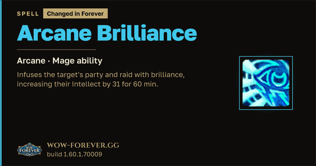 The preview card for Arcane Brilliance - Mage Spell