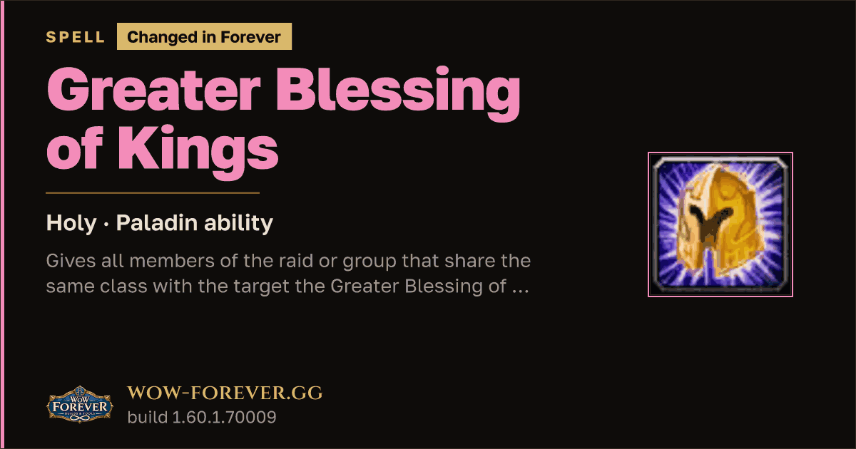 The preview card for Greater Blessing of Kings - Paladin Spell