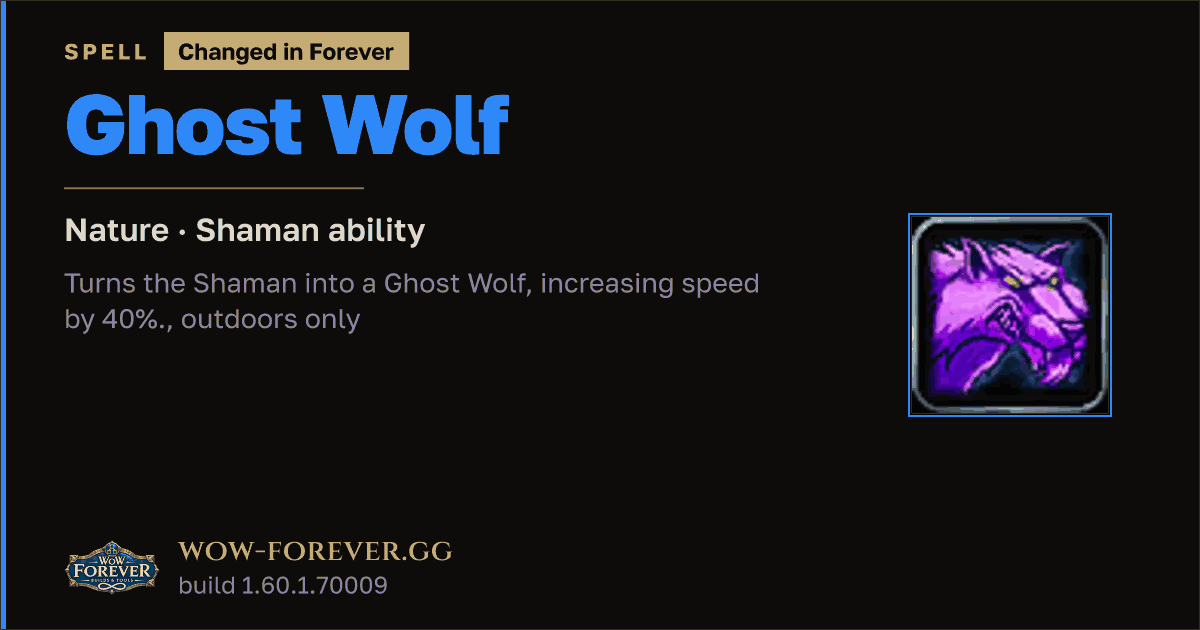 The preview card for Ghost Wolf - Shaman Spell