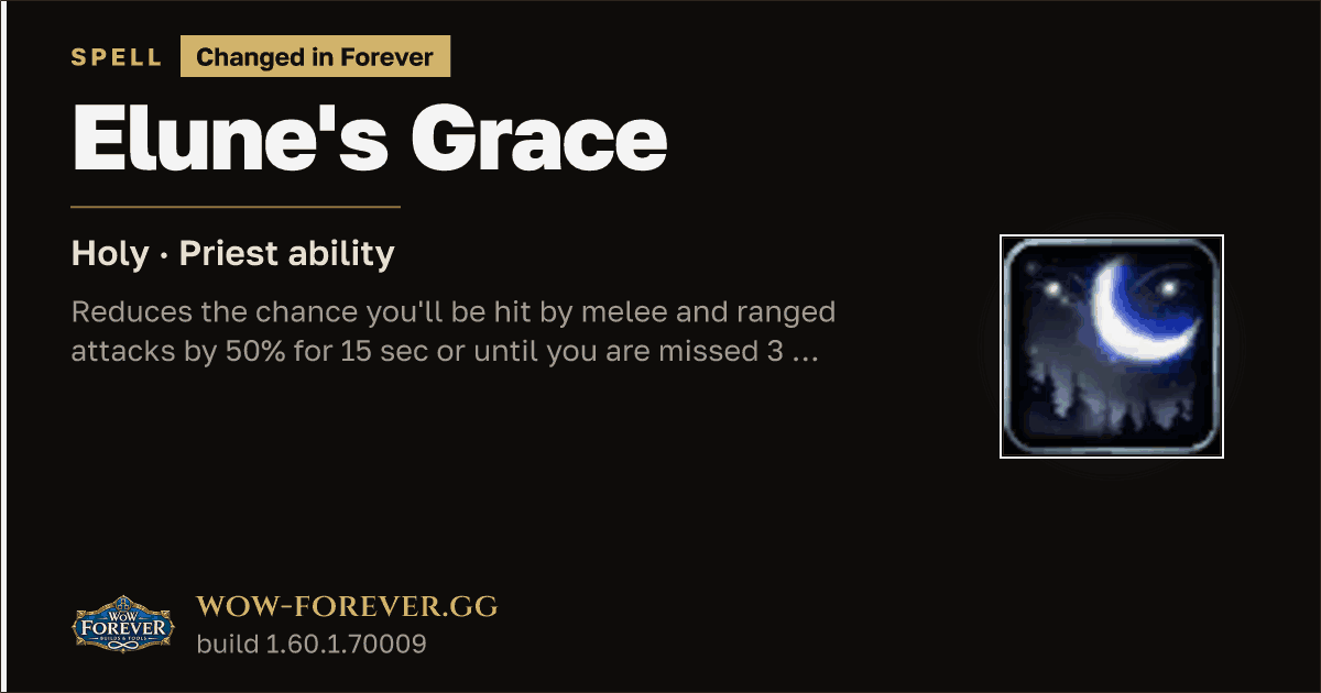 The preview card for Elune's Grace - Priest Spell