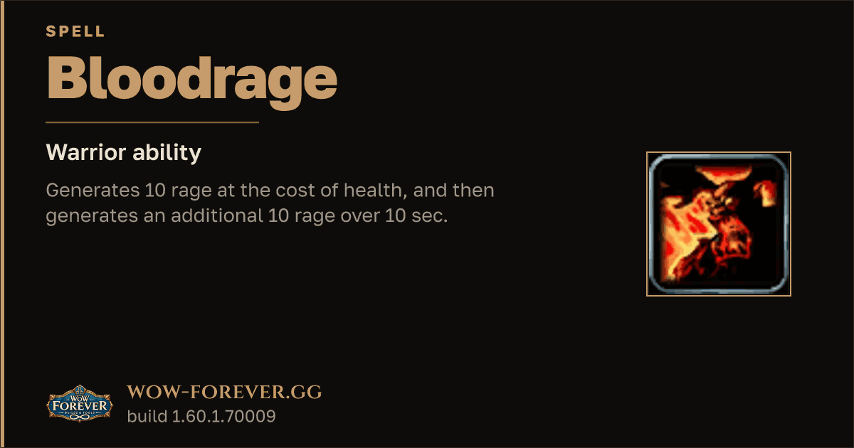 The preview card for Bloodrage - Warrior Spell