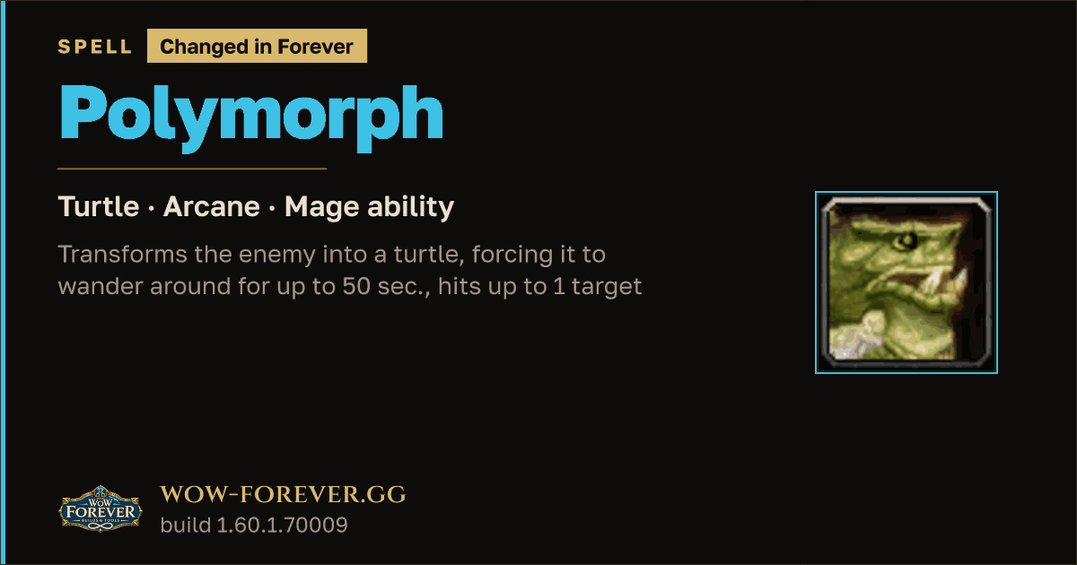 The preview card for Polymorph (Turtle) - Mage Spell