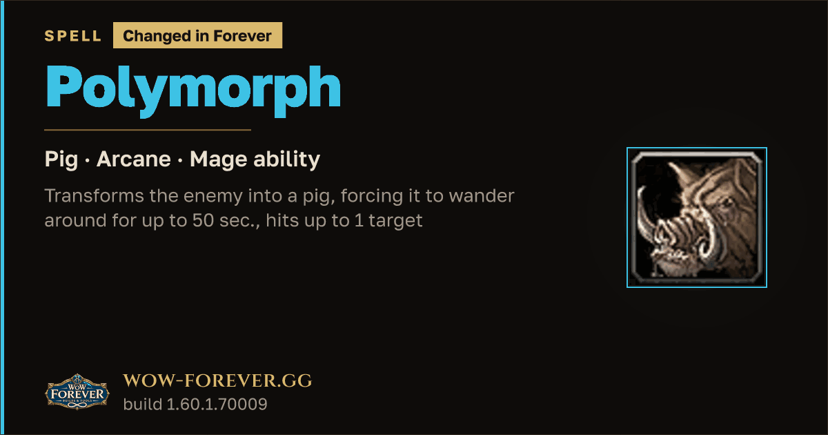 The preview card for Polymorph (Pig) - Mage Spell