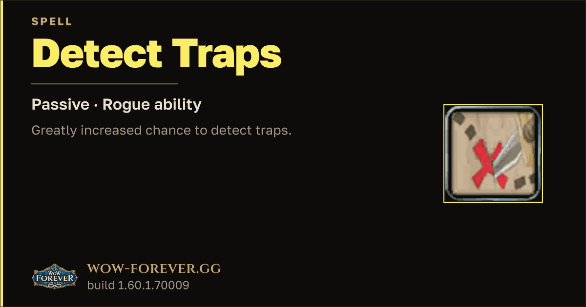 The preview card for Detect Traps (Passive) - Rogue Spell