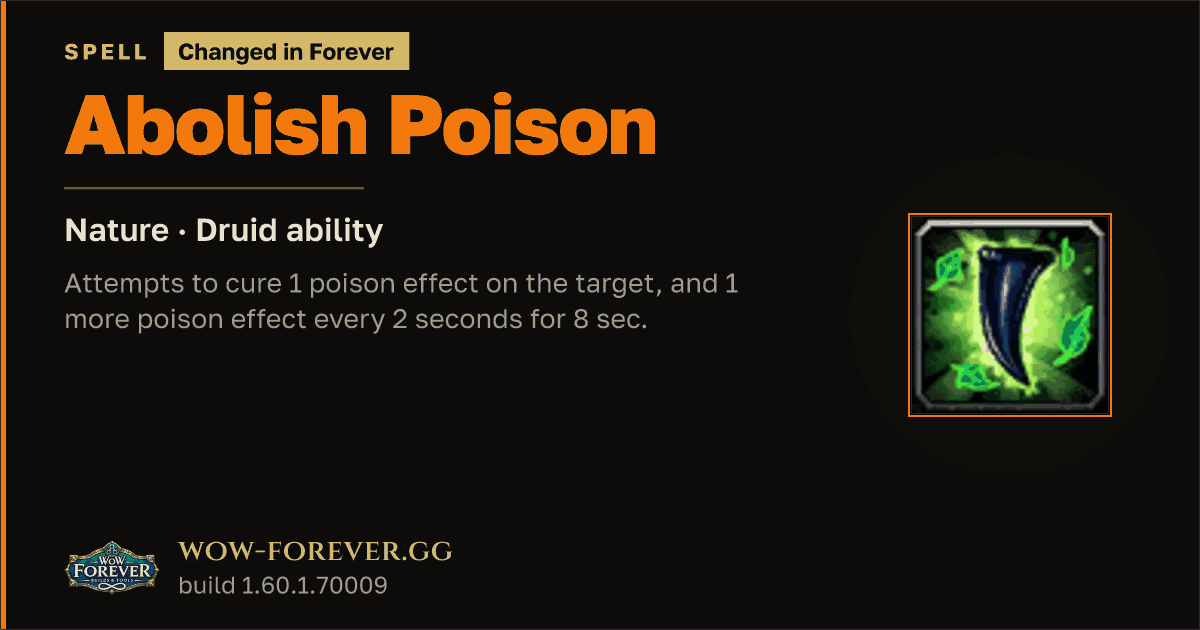 The preview card for Abolish Poison - Druid Spell