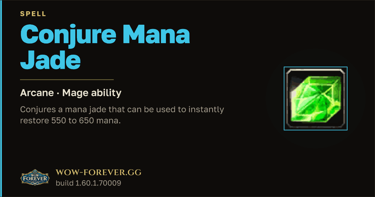 The preview card for Conjure Mana Jade - Mage Spell