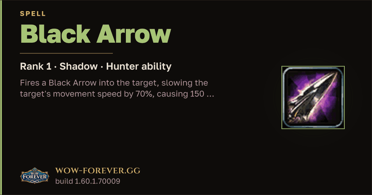 The preview card for Black Arrow (Rank 1) - Hunter Spell